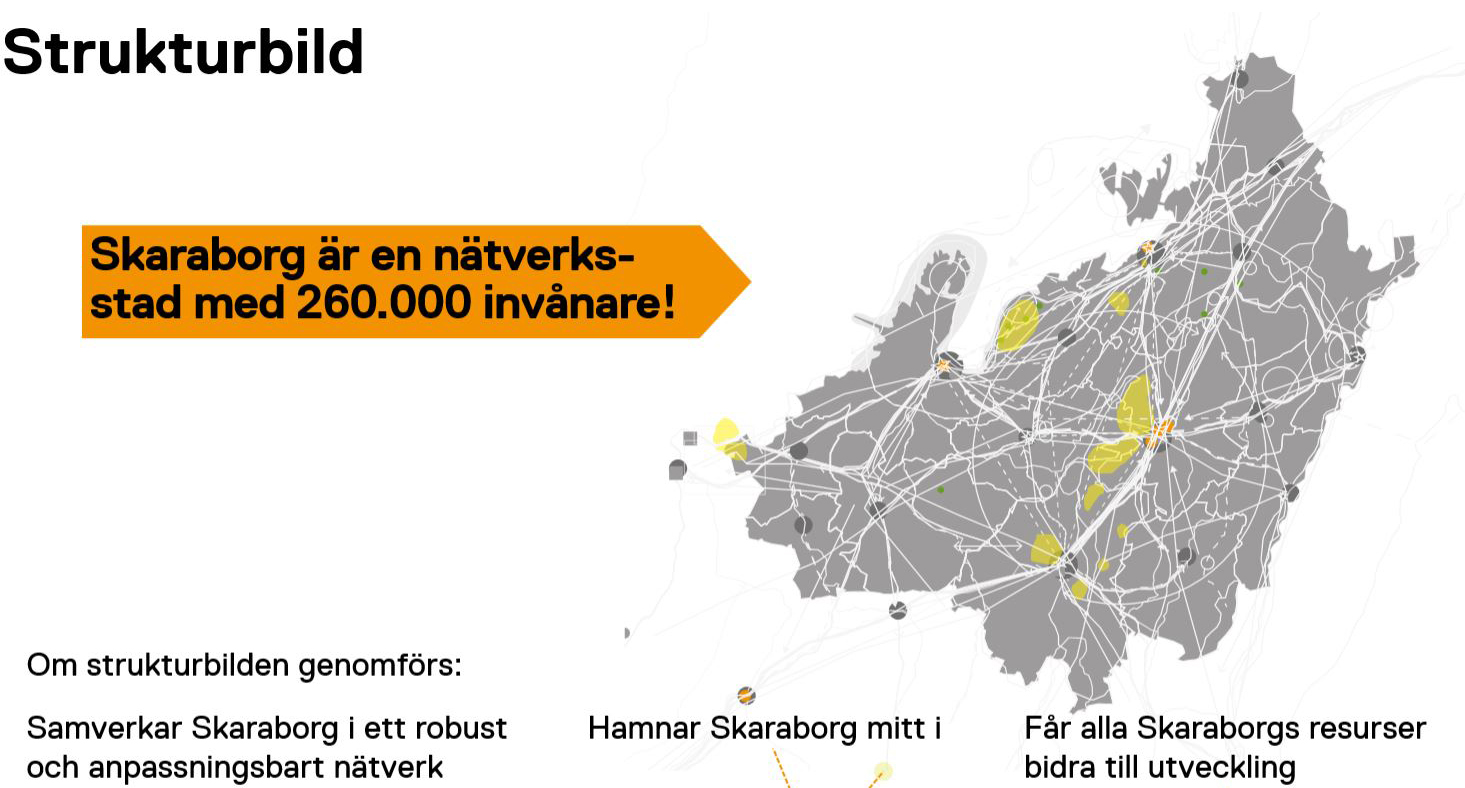 Kartbild av Skaraborg med inritade nätverk 